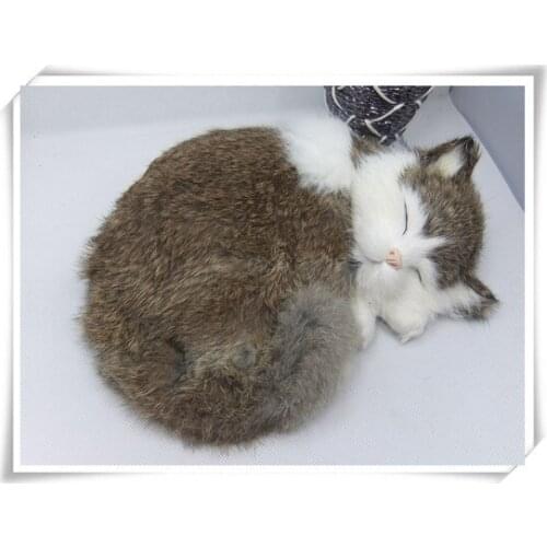 Cute simulation brown cat toy polytene & fur sleeping cat toy gift 25x21cm 2554