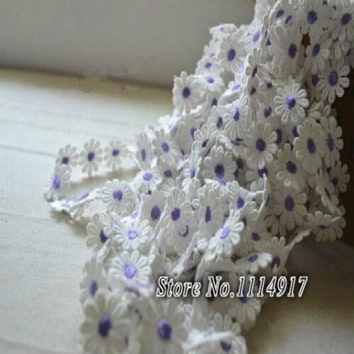 Multi-color Small Daisy Embroidered Lace Fabric Handmade DIY Lace Trim for Skirt ca2.5cm 5Yds/lot
