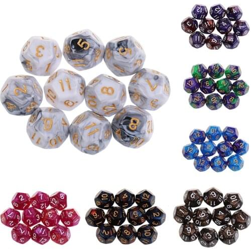 10pieces 12 Sided Dice Set D12 Polyhedral Dice for Dungeons and Dragons Party Table Games