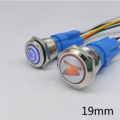 Customize various symbols 19mm Metal Push Button Switch press button Self-reset locking Flat head Momentary With indicator light