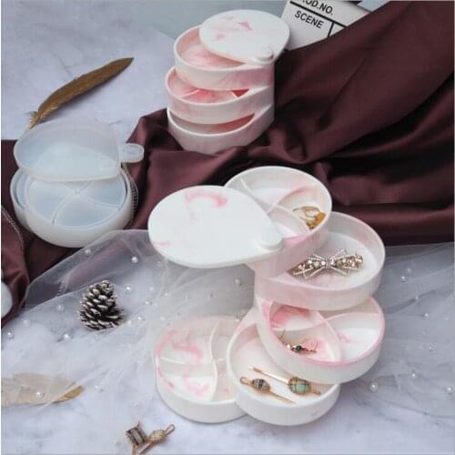 New Transparent Silicone Mould Resin Decorative Craft DIY Rotating jewelry storage box Mold epoxy resin molds for jewelry
