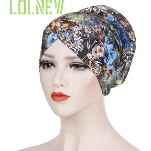 New Women Stretchy Turban Muslim Hat Headband Warp Female Chemo Hijab Knotted Indian Cap Adult Head Wrap For Women