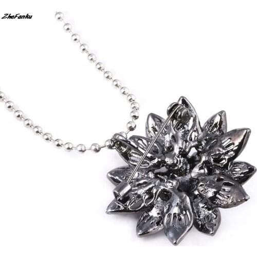 New The Black Dahlia Necklace Vintage Flower Pendant Pins For Women Banquet Crystal Necklaces Jewelry Accessories