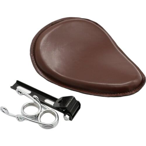 Olo Driver Seat Soft PU Leather Cushion Pad Spring Bracket Mount Kit for Harley Sportster XL883 X48 Bobber Chopper, Brown