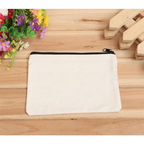 Wholesale 19cmx15cm blank canvas Pencil cases pen pouches cotton cosmetic Bags makeup bags Mobile phone clutch bag