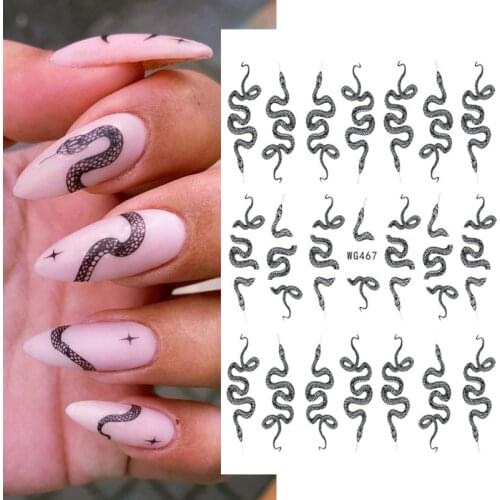 White Black Snake 3D Nail Art Stickers Chinese Dragon Sliders Water Transfer Decals Nails Tips Decorations Manicure Tattoo Wraps