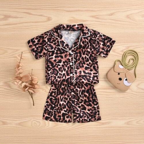 Baby Girls Pajama Sets Leopard Print Short/Long Sleeve Single Breasted Tops+Shorts/Pants Infant Sleepwear Toddler 2pcs Sets