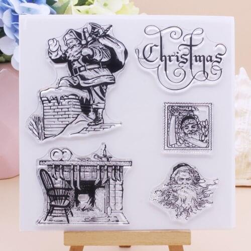 Alinacutle Clear Stamps Vintage Christmas Santa DIY Scrapbooking Card Album Paper Craft Rubber Transparent Silicon Stamps