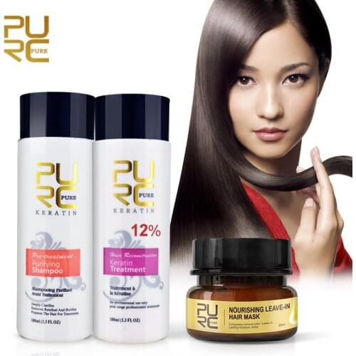 PURC 12% formalin keratin hair treatment and purifying shampoo and remove odor make hair shiny Leave-In Hair Mask
