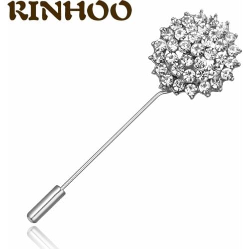 Rinhoo Elegant Rhinestones Brooches Safety Pin Large Pins Brooch For Women Silver Color Needle Suit Dress Wedding Jewelry