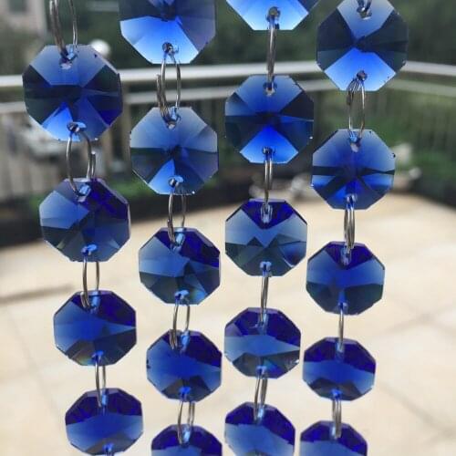 5m Sapphire Crystal Glass Octagon Beads Crystal Glass Garland Strand Wedding & Christmas Party Event Decoration