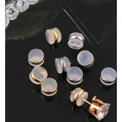 Copper Plated Rubber Earring Back Silicone Round Ear Plug Blocked Caps Earrings Back Stoppers For DIY Jewelry Findings Making