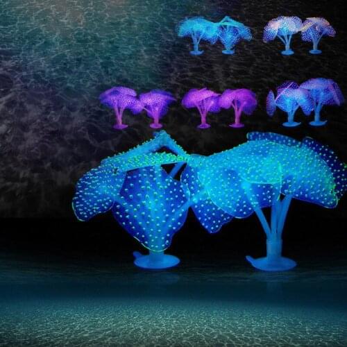 1PC Silicone Glowing Artificial Fish Tank Aquarium Coral Plants Underwater Landcape Ornament Fish Tank Aquarium Decor