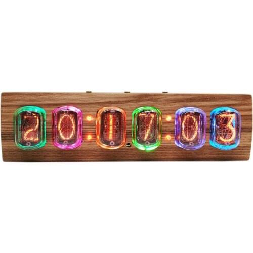 Former Soviet Union IN12 Retro Sensory Switch Desktop Wood Nixie Alarm Clock Digital Display Colored Led Lights WW2