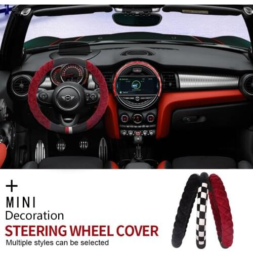 Car Styling Black Suede Leather for Mini CooperS ONE F60 F55 F54Steering Wheel Cover Color Marker on Top Mini Cooper Accessories