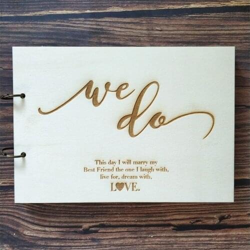 Wedding GuestBook Wood Rustic Wedding Guest Book We Do Script Support Custom Wooden Bridal Shower Love Gift