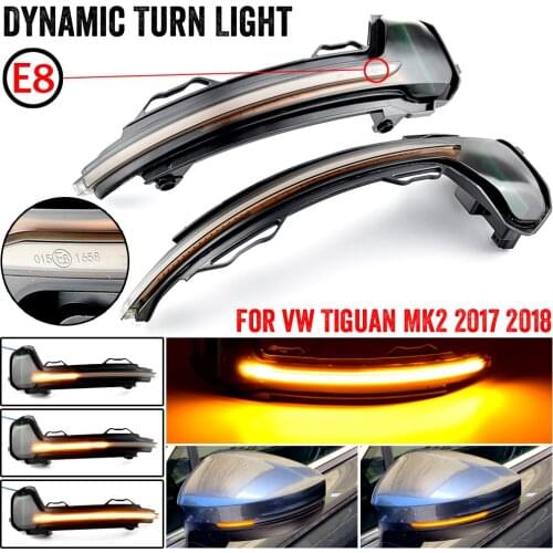 2pcs For VW Volkswagen Tiguan MK2 2017 Touareg MK3 2019 LED Dynamic Turn Signal Light Side Rearview Mirror Indicator Sequential