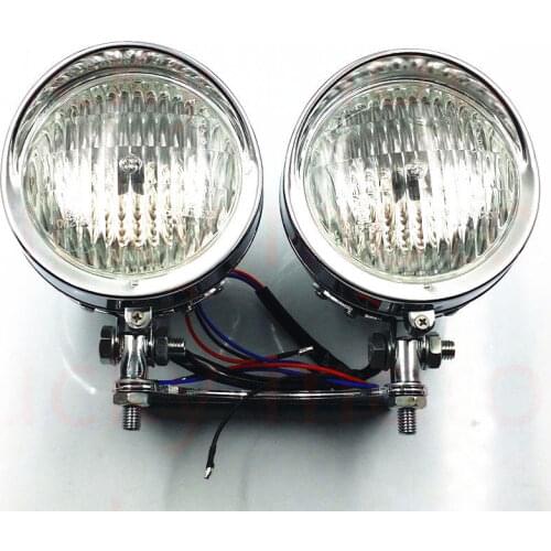 Universal Dual Metal Headlight Lamp &Bottom Mount Motorcycle Chopper Cafe Racer Cruiser Old School Bobber Chopper Touring Atv