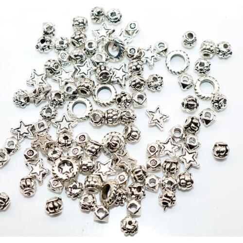 Mixed Size Vintage Silver Plated Spacer Beads Wheel pattern Bead Loose Beads for Bracelet Jewelry Making (Lead and Nickel Free)