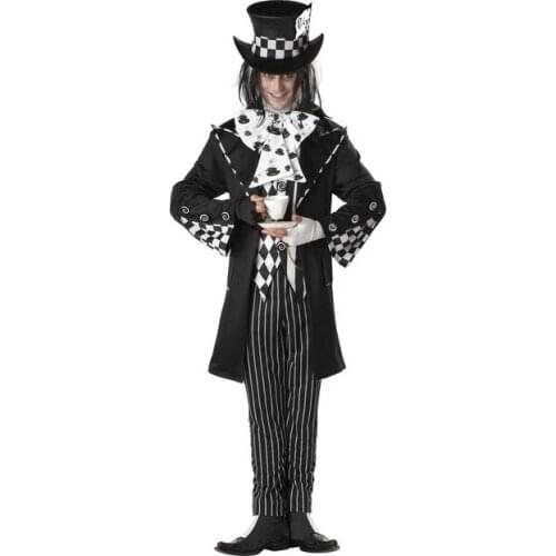 Adult Mens Alice in Wonderland Mad Hatter Costume Character Fairytale Book Day Week Fantasia Fancy Dress