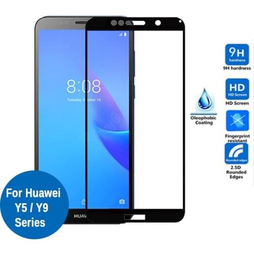 Tempered Glass For Huawei Y5 Lite Full Cover Protective Glass On Y 5 Y5 prime Y5lite 5lite Y9 2018 2019 Y92019 Screen Protector