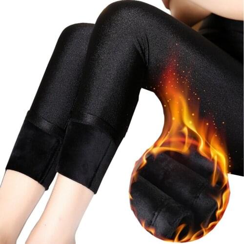 Women winter velvet leggings lady large size 3XL push up shine warm pants girl thick slim pant fitted pencil legging ZY4138