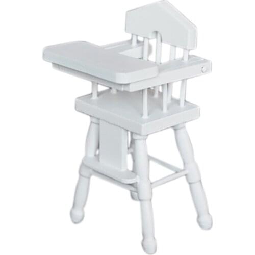 1:12 Doll House Decoration Infant Dining Chair, White Modern Cute Dollhouse Furniture Miniature Wooden Chair Model