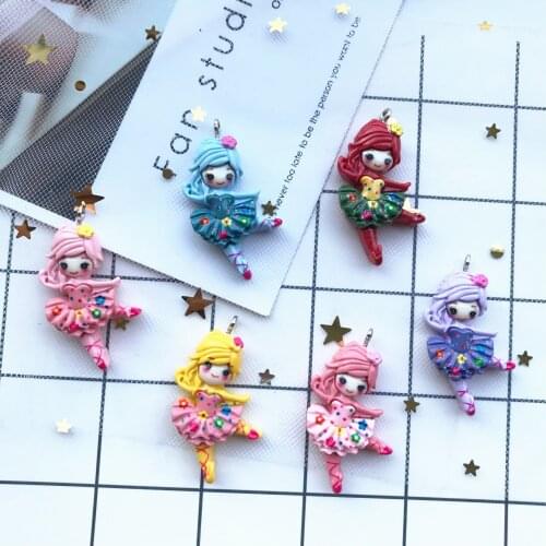 10pcs kawaii resin Flat back dancing girl charms diy earring Key chain charms for DIY Student supplies decoration