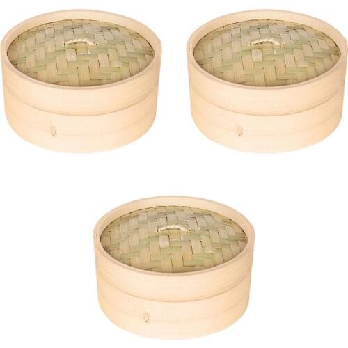 3x Handcrafted Bamboo Steamer Home Steaming Basket Steamer Cuisine Tool Cooker
