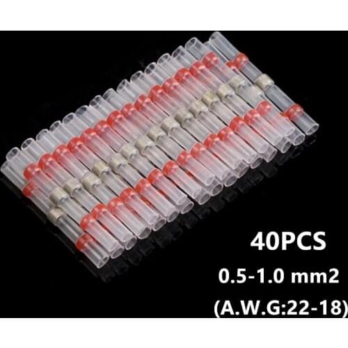 40PCS Heat Shrink Soldering Sleeve Terminals Insulated Waterproof Butt Wire Connectors Electrical Wire Soldered Terminals