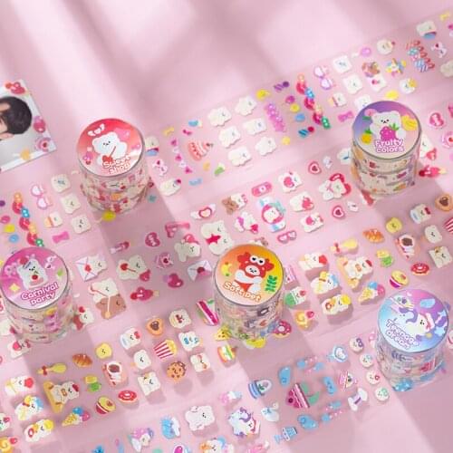 5cmx3m Cartoon Happy Bear Masking PET Tape Diy Decorative Diary Journal Scrapbooking Planner Label Stickers Kawaii Stationery