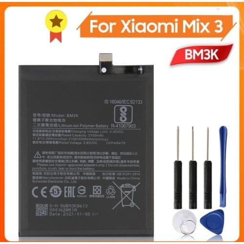 Xiao Mi Xiaomi Mi BM3K Phone Battery for Xiao Mi Mix3 Mi Mix 3 3200mAh Original Replacement Battery + Tool