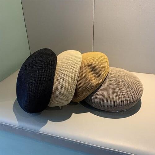 Elegant Womens Summer Hat Solid Color Beret Hat Sun Protection Cap Female Breathable Cap for Girl Beach Hat Straw Hat Sun Hats