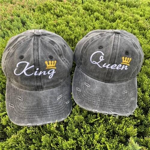 King Queen Crown Embroidery Hole Adjustable Baseball Cap Hip Hop Couples Outdoor Shading Men Snapback Dad Hat