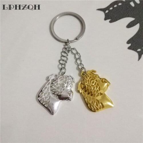 LPHZQH Fashion Trendy Cute Dog Car Key Chain American Staffordshire Bag Charm Pendant Accessories Gift Keyring Popular Jewelry
