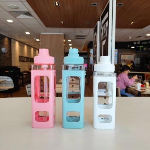 700/900ml Water Bottle With Straw Sport Plastic Portable School Drinking Bottle For Girl Cute Juice Tea Water Cups