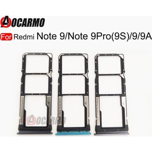Aocarmo Sim Tray Holder For Xiaomi Redmi Note 9 Pro Note9 9S 9 9A SIM Card Tray Slot Holder Adapter Socket