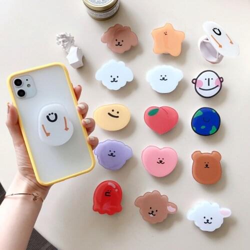 Dropping glue fold finger grip ring mobile phone holder for iphones samsung xiaomi redmi cute Cartoon stand bracket
