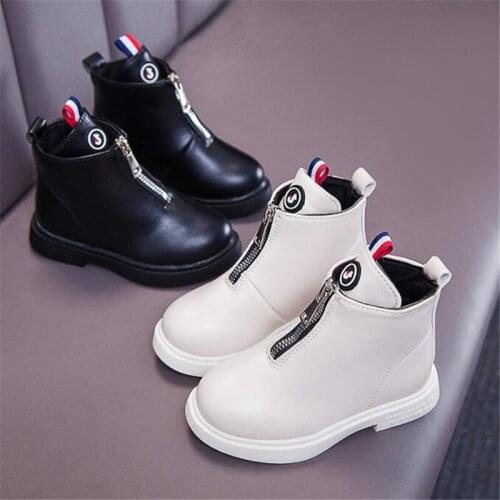 Spring Autumn Fashion Kids Boots For Girls PU Leather Children Rain Martin Boots Winter Casual Teenager Shoes 27-37