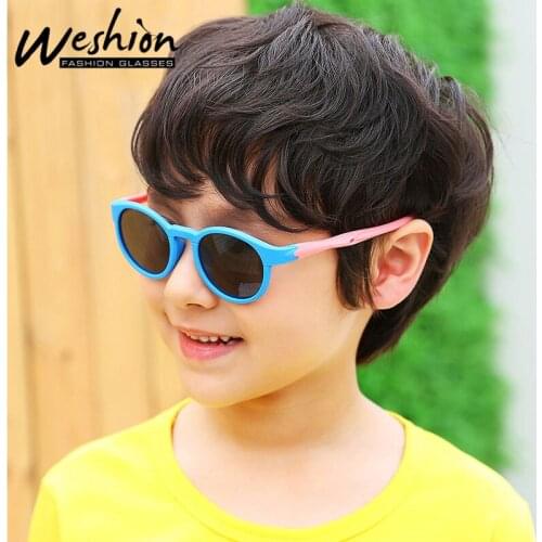 Kids Polarized Sunglasses Round Sport Boys Glasses Children Eyeglasses TR90 Flexible Safety Frame Shades For Boys Girl With Case