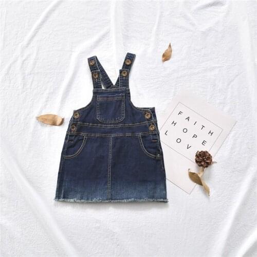 Denim Suspender Kids Dresses for Girls Toddler Dress Girl Baby Clothing 2019 Spring New Jeans Dress Children Clothes Wholesale