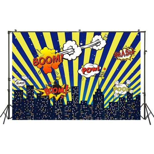 HUAYI Photography Backdrops Super hero Birthday Party Celebration Photo Backdrop Baby Shower Decor Photo Booth Background W-284