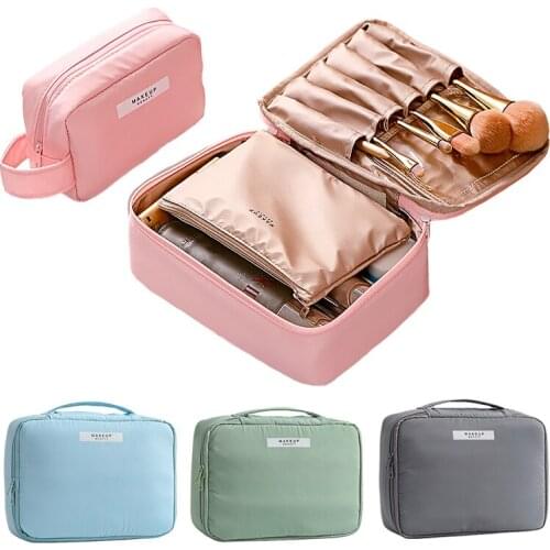 Women Cosmetic Bag Cotton Travel Function Makeup Case Zipper Make Up Organizer Storage Pouch Toiletries Beauty Bathroom Wash Bag