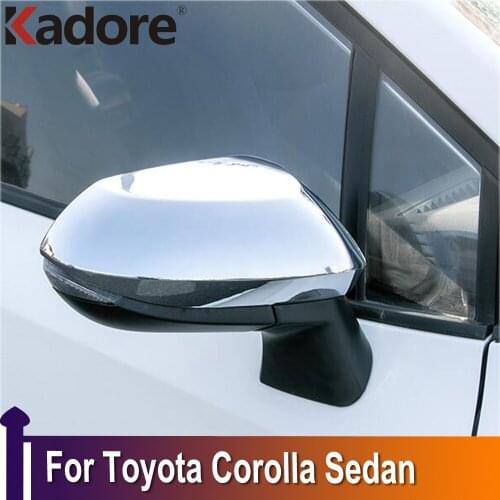 For Toyota Corolla Sedan 2019 2020 2021 Carbon Fiber Chrome Side Door Rearview Mirror Cover Trim Protection Cap Car Accessories