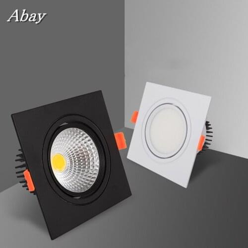 Square Dimmable Recessed LED Downlights 7W 9W 12W COB LED Ceiling Spot Lights AC85~265V LED Background Lamps Indoor Lighting