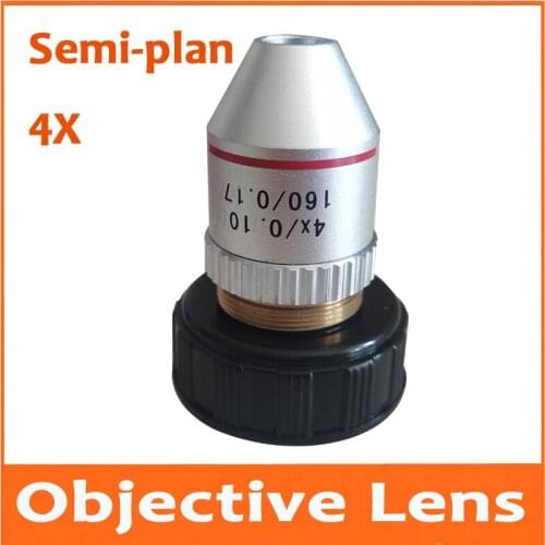 4X Optical 195N Medical LabBiological Bio-Microscope Semi Plan Achromatic Objective Lens 160/0.17 with Thread Diameter 20.2mm