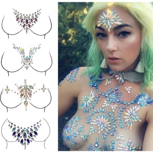 Fashion Women Tattoo Diamond Temporary Womens Tattoos Fake Tattoo Stickers Chest Jewels Crystal Face Decoration Face Stickers