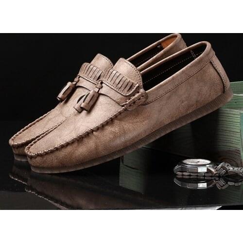 Natural Leather Boat Shoes Mens Top Sider Driving Shoes British Style Handmade Casual Moccasins Flats