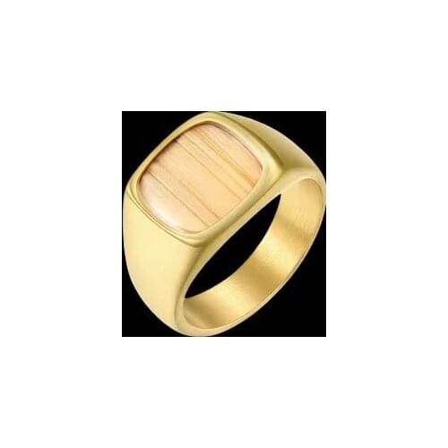 Men Hiphop Ring 316L Stainless Steel Gold/Black Stone Ring Rock Fashion Male Jewelry Wedding Rings Accessories Wholesale