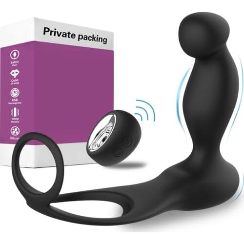 Male Prostate Massage Vibrator Anal Plug Silicone Waterproof Prostata Stimulator Butt Delay Ejaculation Ring Toy for Men